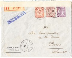 1915 Zensurierter R-Brief Aus Port Said An Ernst Zumstein Bern; Leichte Gebrauchsspuren - Brieven En Documenten