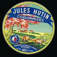 Ancienne étiquette Fromage Coulommiers  Jules Hutin Fromagerie De Vallée De L'Authie Willencourt Pas De Calais 62 Vaches - Fromage