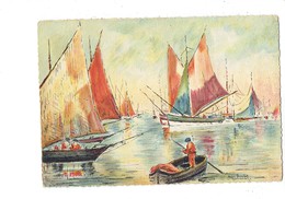 Cpsm - Illustration LA BELLE BRETAGNE - Calme Du Soir - Bateau Pêche Pêcheur - J. NOZAIS N°6 - BROUILLOT André - Pesca