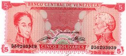 VENEZUELA 5 BOLIVARES 1989  P-70a  UNC - Venezuela