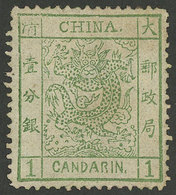 CHINA: Sc.1, 1878 1c. Green, Mint Without Gum, Minor Defects On Back, Very Fine Appearance! - Usati