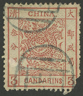 CHINA: Sc.8,  1883 3c. Red, Used, Corner Defect, Low Start! - Usati