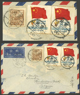 CHINA: Sc.64, 1950 $2000 1st Anniversary Of The Peoples Republic Of China, Pair + Another Value Franking A Cover Sent Fr - Oblitérés