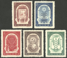 CHINA: Sc.321/325, 1957 Russian Revolution, Cmpl. Set Of 5 Values, Mint Lightly Hinged (issued Without Gum), VF Quality! - Used Stamps