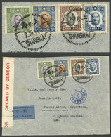 CHINA: Sc.400 ($10 Of 1940, Type III With Secret Mark) + 345 ($2 Type I Of 1938) + 459/460, Franking An Airmail Cover Se - Enveloppes