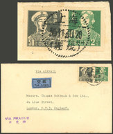 CHINA: "Airmail Cover Sent ""via Prague"" From Shanghai To London On 30/NO/1956, Very Fine Quality!" - Omslagen