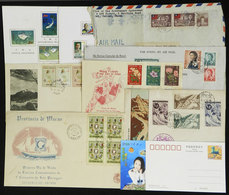 CHINA: Varied Lot Of Used Covers, FDC Covers, A Postal Stationery, Including Taiwan, Macau, Etc., Low Start! - Collections, Lots & Séries