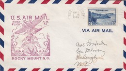 FIRST FLIGHT US AIRMAIL FAM 51 ROCKY MOUNT NC 1940-BLEUP - 1c. 1918-1940 Briefe U. Dokumente