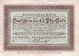 Germany/J.D. Riedel AG Berlin 42 Pfennig Gold, (1923) - AU - Otros & Sin Clasificación