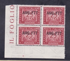 1949 Italia Italy Trieste A SEGNATASSE CIFRA (Roma) Quartina 25 Lire (25) Nuova Gomma Bicolore - Impuestos