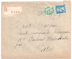 CHAMBERY A Savoie Lettre Recomman 1F Pasteur 5c Blanc Yv 111 179 Ob Hexagone 1926 Recette Auxiliaire Urbaine Lautier D1 - Storia Postale