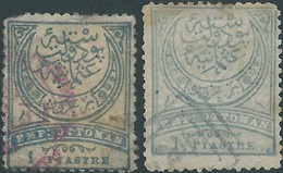 Turchia Turkey Ottomano Ottoman 1890 New Colors, 1 Pia Gray Blue, And 1 Pia Greyish Green, Used - Used Stamps