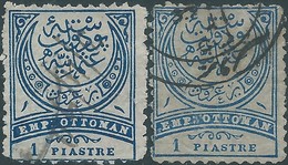 Turchia Turkey Ottomano Ottoman 1884 -1890 New Colors, 1 Pia Gray Blue, And 1 Pia Blue / Light Blue, Used - Gebraucht