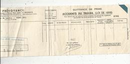 Quittance De Prime , Accidents Du Travail ,LA PREVOYANCE , 1937 , Frais Fr 1.45 E - Unclassified