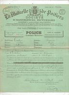 Police 4 Pages , Assurance Mobilière , LA MUTUELLE DE POITIERS , 1908 , Varennes , Canton De Mirebeau , Frais Fr 1.75 E - Unclassified