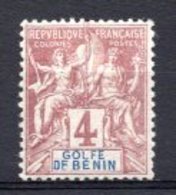 1893 BENIN 4C. GOLFE DE BENIN MICHEL: 19 MH * - Unused Stamps