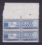 1954 Italia Italy Trieste A  CAVALLINO Coppia 1000 LIRE Azzurro Oltremare MNH**  Pacchi Postali Parcel Post - Paquetes Postales/consigna