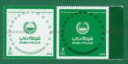 2018 UAE Emirates Emirats Arabes Arabi - DUBAI POLICE 2v Se-Tenant MNH ** - Anniversary, Logo, Emblem - As Scan - Police - Gendarmerie