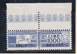 1954 Italia Italy Trieste A  CAVALLINO 1000 LIRE Azzurro Oltremare MNH**  Pacchi Postali Parcel Post - Postal And Consigned Parcels