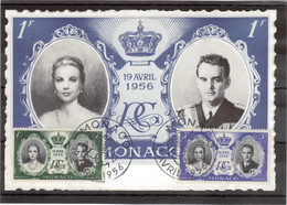 CP037 - PO473 - 74 Sur Carte Maxi Du 19.4.1956 - 1er JOUR - MARIAGE PRINCIER. - Briefe U. Dokumente