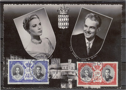 CP037 - PO474-475 Sur Carte Maxi Du 19.4.1956 - 1er JOUR - MARIAGE PRINCIER. - Briefe U. Dokumente