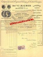 75- PARIS-  FACTURE RICHER-MORITZ -VIDANGE A VAPEUR- ENGRAIS VIDANGES PRODUITS CHIMIQUES-68 RUE DE MEAUX-1928 - Artigianato