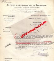08- WE CARIGNAN-75- PARIS- LETTRE FORGES ATELIERS DE LA FOULERIE-USINE A WE- CARIGNAN- 28 RUE MOGADOR-1928 - Artigianato