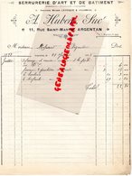 61- ARGENTAN- RARE FACTURE A. HUBERT -LEVESQUE ANJUBEAU- SERRURERIE ART ET BATIMENT-SERRURIER-11 RUE SAINT MARTIN-1928 - Artigianato