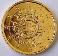 SLOVAQUIE 2012 - 2 EUROS COMMEMORATIVE - 10 ANS DE L'EURO - FACE COMMUNE - PLAQUE OR - Slovaquie