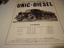 ANCIENNE PUBLICITE CAMION UNIC DIESEL 1932 - Camions