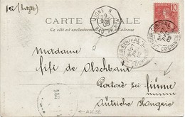 CTN54B- INDOCHINE 10c SUR CPA X L'HONGRIE  PAR LIGNE N PAQ FR N°4 29/12/1905 - Maritime Post