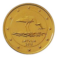 LETTONIE 2015  - 2 EUROS COMMEMORATIVE - CIGOGNE  - PLAQUE OR - Lettonie