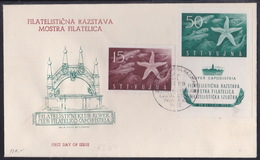 Triest B, 1952, Philatelic Exhibition, Sea Star Fish S/Sheet, FDC - Poststempel