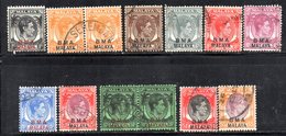 XP2086 - MALACCA 1945 , BMA MALAYA 13 Valori Diversi Usati - Malacca