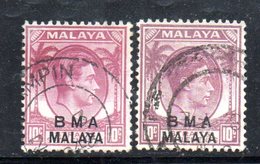 XP2101 - MALACCA 1945 , BMA MALAYA Due Nuance Diverse Del 10 Cent Usati - Malacca