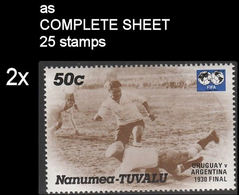 CV:€17.80 BULK 2 X TUVALU-Nanumea 1986 World Cup Mexico Final Uruguay Argentina 1930 1930 50c COMPLETE SHEET:25 Stamps - 1962 – Cile