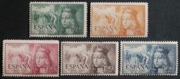 España: Año. 1951 - ( V Cent, Del Nacimiento De Isabel La Católica ) 5/Val. Aéreos " Serie Completa " - Nuevos