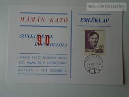 D161787   Commemorative - Hungary -HÁMÁN KATÓ Úttörő Csapat Hatvan  -1974  Pioneer - Foglietto Ricordo