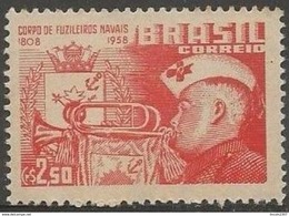 LSJP BRAZIL (2) 150 Years Creation Corps Marines Navy 1958 - Unused Stamps