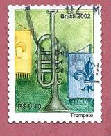 BRASILE USATO - 2002 - STRUMENTI MUSICALI - Trumpet Tromba - 0,10 R$ - M. BR 3249BB - Used Stamps