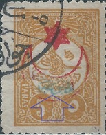 Turchia Turkey  Ottoman 1916 Overprinted RED 1331on 5 Pa Ocra Del 1909( MTBUA), Perforation: 12, Used, Rare,Value € 60.0 - Usati