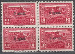 Albania 1924 Red Cross First Issue Mi#97 Mint Never Hinged Piece Of Four - Albania