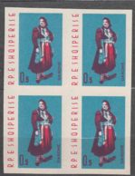 Albania 1962 Costumes Mi#695 B - Imperforated Piece Of Four, Mint Never Hinged - Albanie