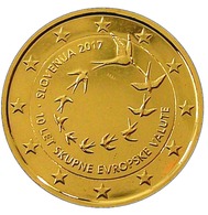 SLOVENIE 2017 - 2 EUROS COMMEMORATIVE - INTRODUCTION DE L'EURO -  PLAQUE OR - Slovenia