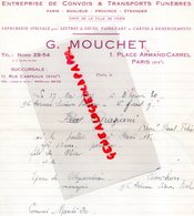 75- PARIS- RARE LETTRE G. MOUCHET-ENTREPRISE CONVOIS TRANSPORTS FUNEBRES-IMPRIMERIE LETTRES DECES-1941 - Transports