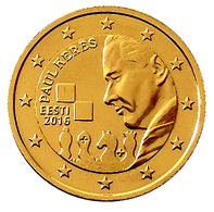 ESTONIE 2016 - 2 EUROS COMMEMORATIVE - PAUL KERES -  PLAQUE OR - Estonie