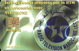 CARTE+PUCE-MAROC-AVE PHONE50U-GEMA- RADIO TELEVISION-UTILISE-TBE - Maroc