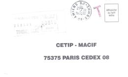 AMIENS 80 Somme Ob 27 3 1991 Taxée à Besançon RP Lettre Non Affranchie Etiquette De Machine SECAP 6,10 F - 1960-.... Storia Postale