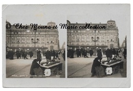 PARIS - GARE ST LAZARE - MARCHANDE DE POMMES - CARTE PHOTO STEREO - Ambachten In Parijs