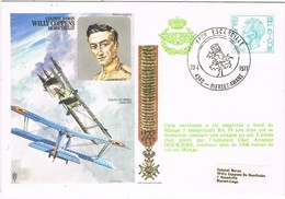 30509. Carta Flown Flight BIERSET - AWANS (Belgien) 1977, Mirage Willy Coppens - Briefe U. Dokumente